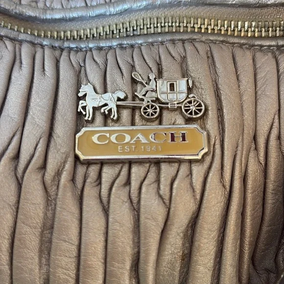 CoachMadison Sophia leather gatheredsilver graySatchel shoulder bag18620